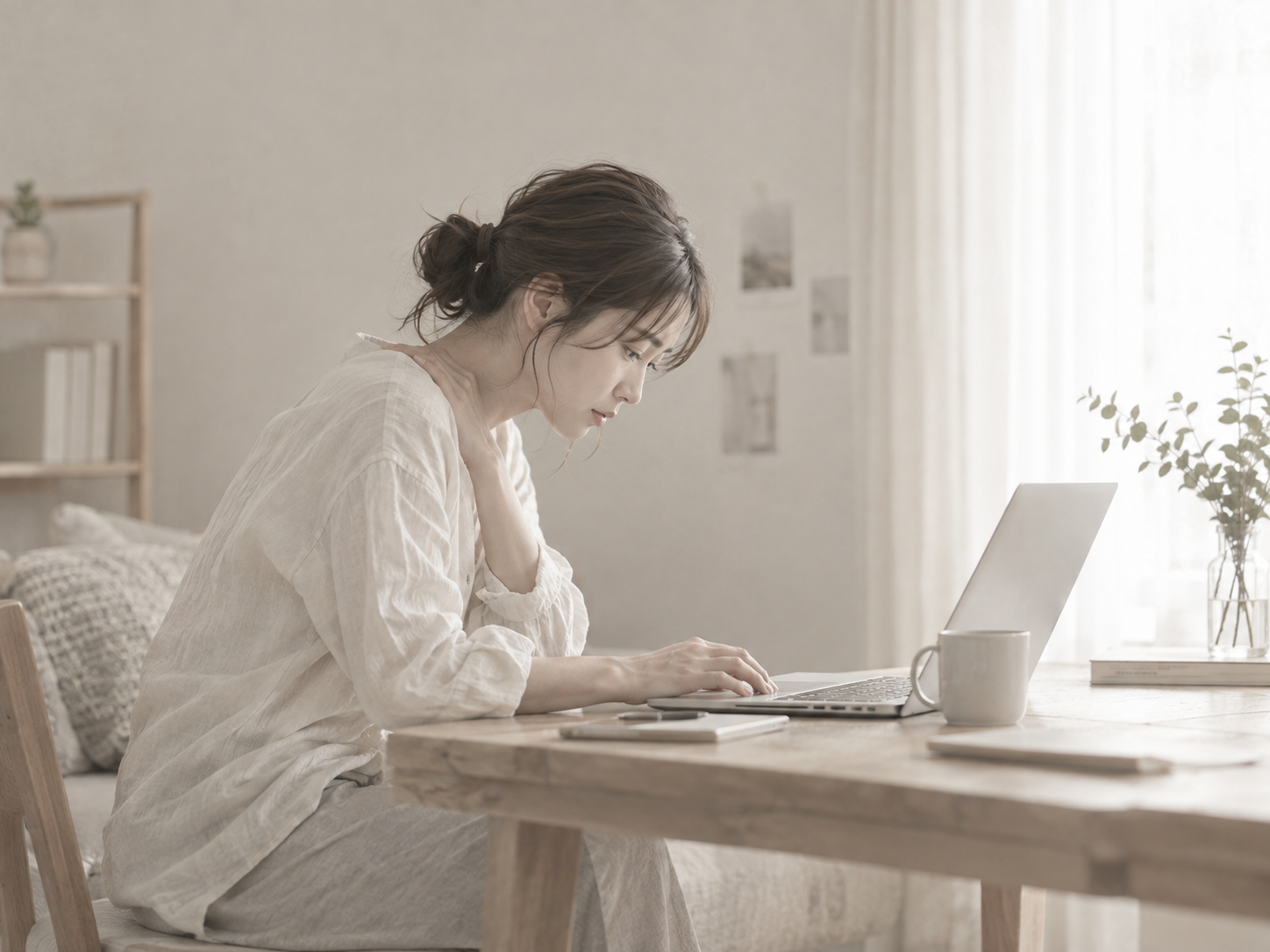 デスクワークや産後などの変化で姿勢を気にしている女性